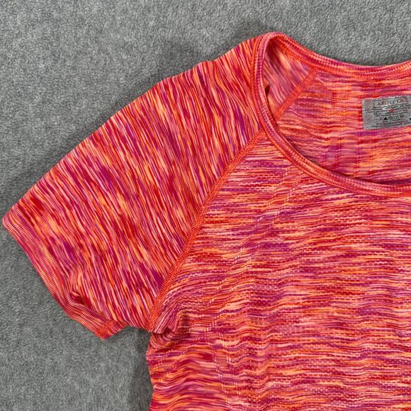 Athleta Fastest Track Tee Shirt Short Sleeve Ruched Women's Medium Pink Active - Picture 2 of 9